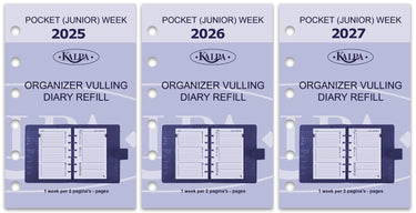 6337-25-26-27 125 x 80 mm Pocket Planner Organizer Inzetstukken Jaardoos NL EN   2025 2026 2027